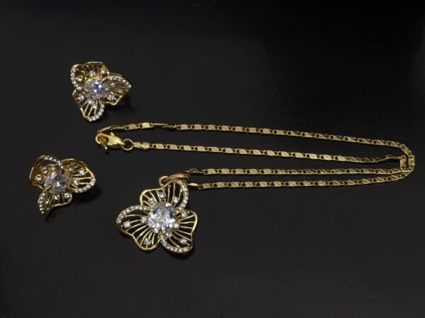 Butterfly Elegance Zircon Chain Locket Set - Image 2