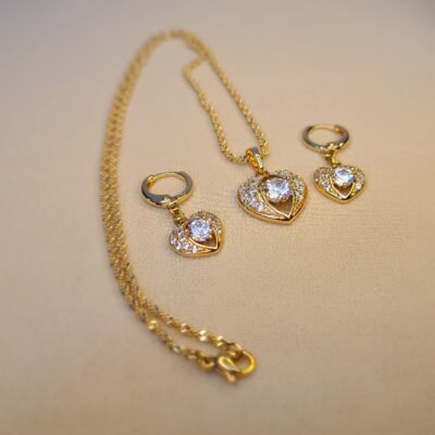 Eternal Love Heart Zircon Necklace & Earrings Set