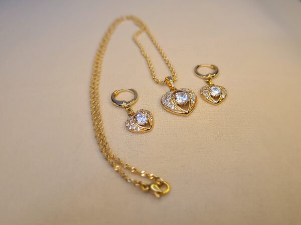 Eternal Love Heart Zircon Necklace & Earrings Set