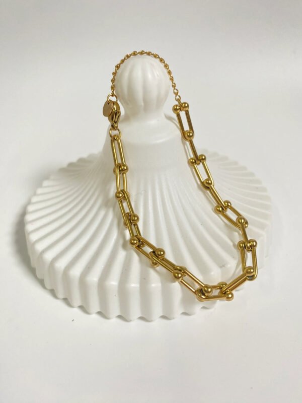 18K Gold Plated Geometric Chain Bracelet - Image 3