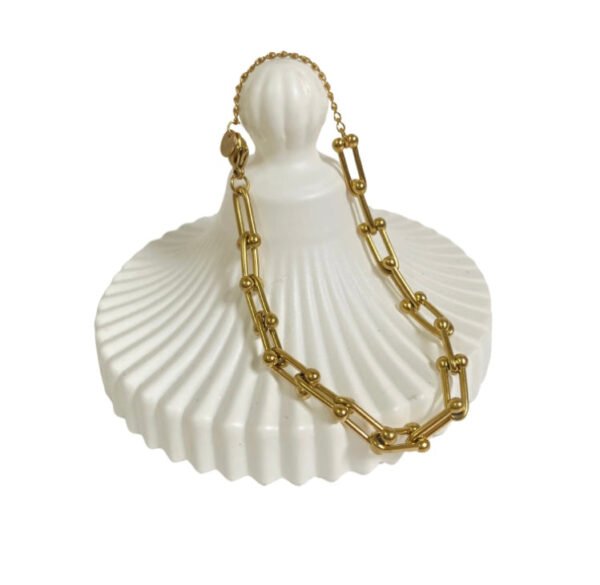 18K Gold Plated Geometric Chain Bracelet - Image 4
