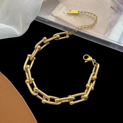 18K Gold Plated Geometric Chain Bracelet