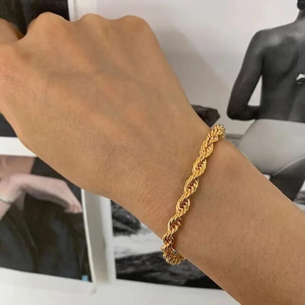 18K Gold Plated Rope Chain Bracelet - Image 4