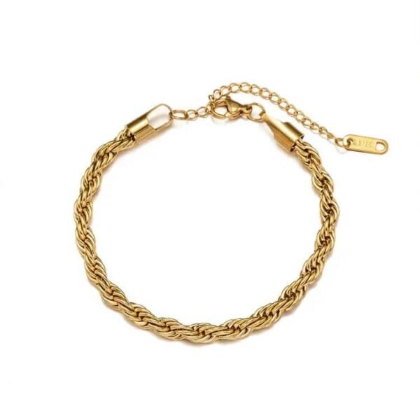 18K Gold Plated Rope Chain Bracelet - Image 3