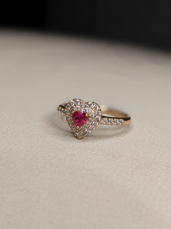 Red Heart Zircon Ring