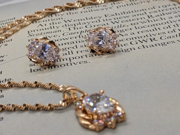 Glowing Grace Zircon Pendant & Earrings Set - Image 4