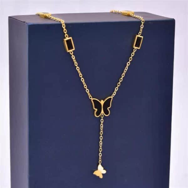 Gold And Black Butterfly Necklace - Image 2