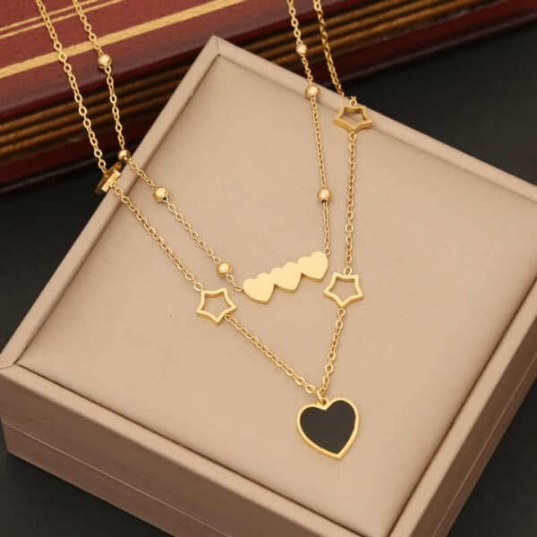 Double-Layer Heart & Star Necklace - Image 2