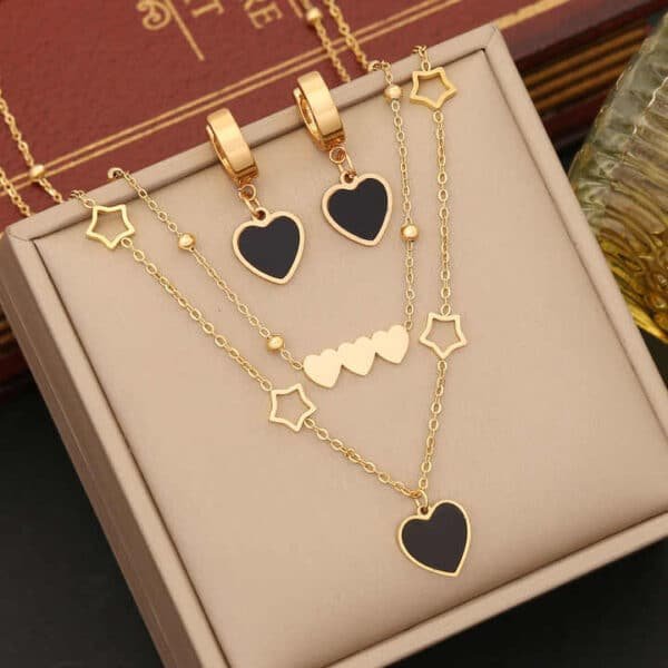 Double-Layer Heart & Star Necklace - Image 3
