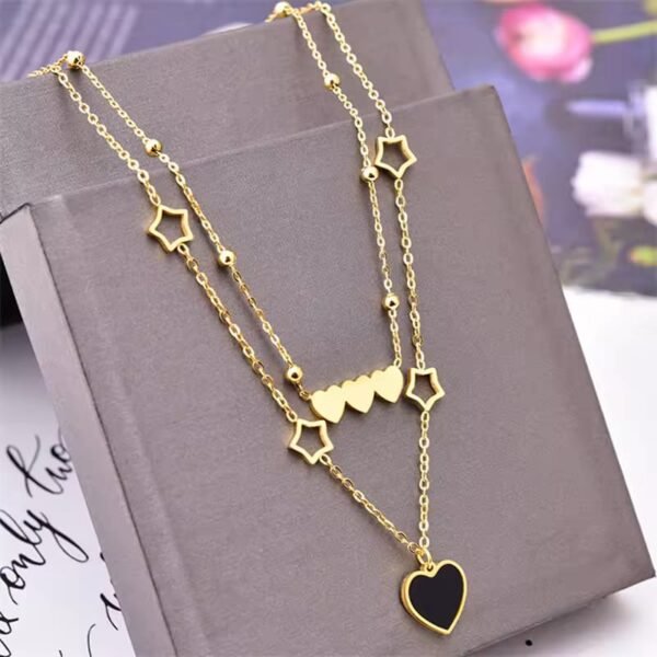 Double-Layer Heart & Star Necklace - Image 4