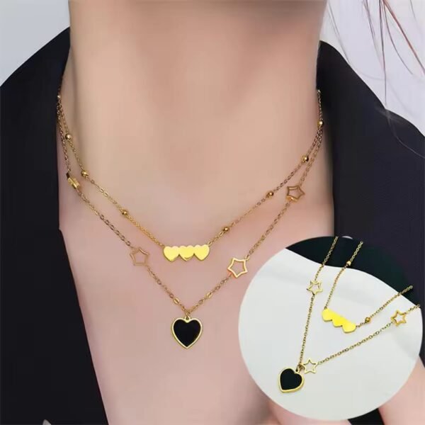 Double-Layer Heart & Star Necklace - Image 5