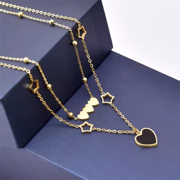 Double-Layer Heart & Star Necklace - Image 6