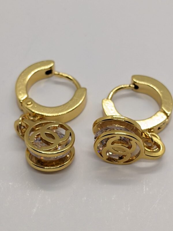 Glamour Twist Gold Zircon Earrings - Image 2