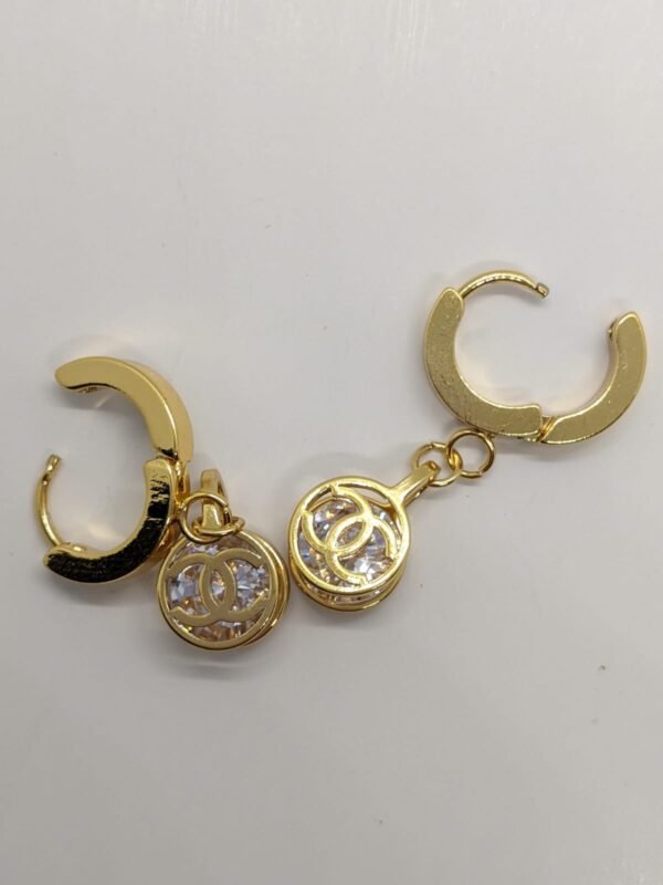 Glamour Twist Gold Zircon Earrings - Image 4