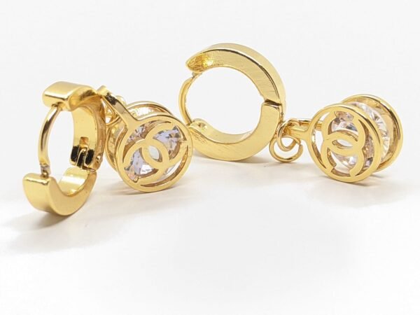 Glamour Twist Gold Zircon Earrings - Image 5