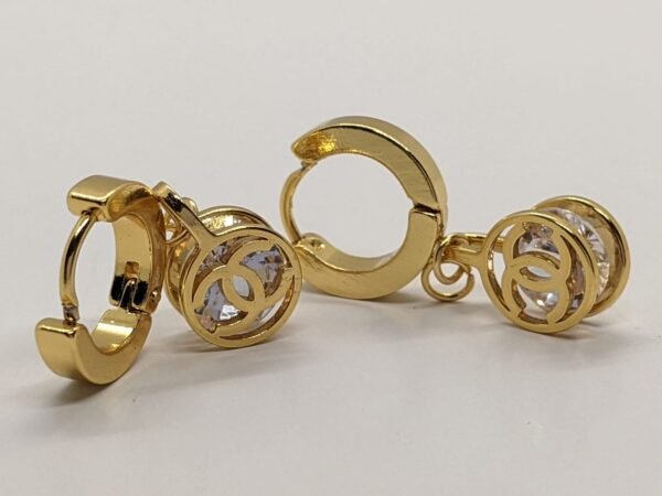 Glamour Twist Gold Zircon Earrings - Image 6