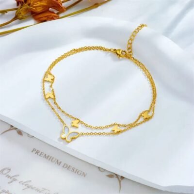 Gold Butterfly Charm Bracelet