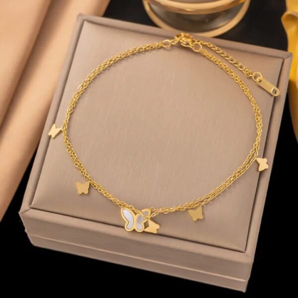 Gold Butterfly Charm Bracelet - Image 2