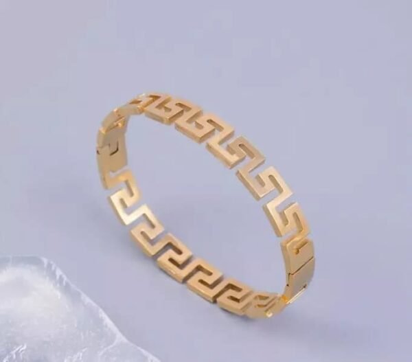 Golden Greek Key Bangle Bracelet - Image 3