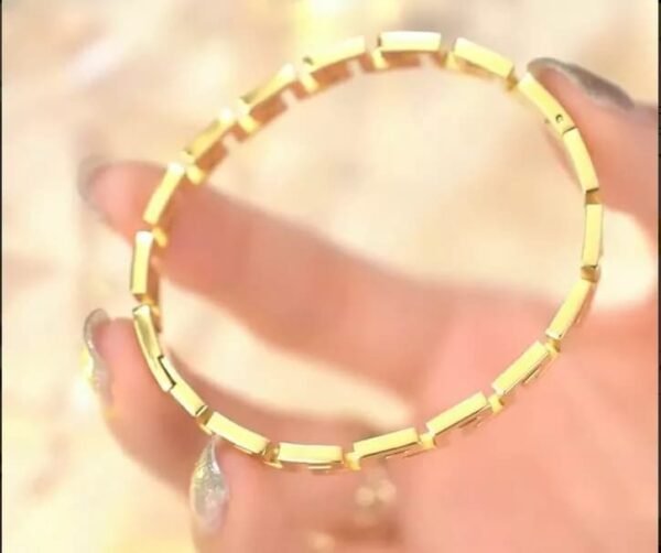 Golden Greek Key Bangle Bracelet - Image 4