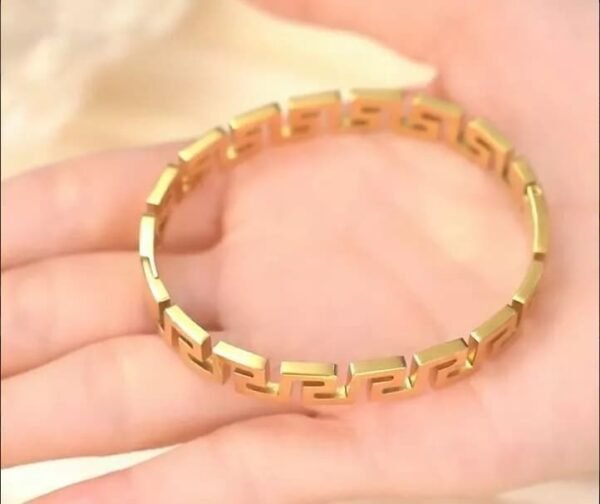 Golden Greek Key Bangle Bracelet - Image 5
