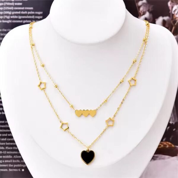 Double-Layer Heart & Star Necklace