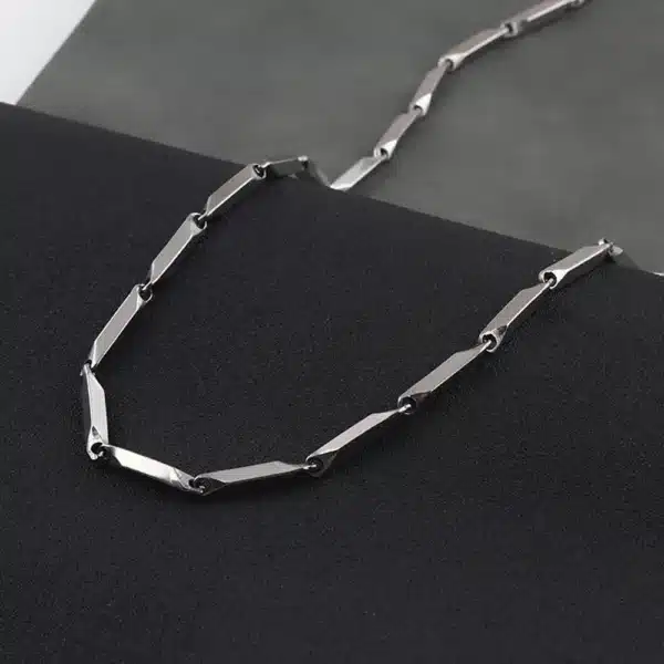 Silver Rice Bran Necklace Link Chain for Men and Women - Image 5