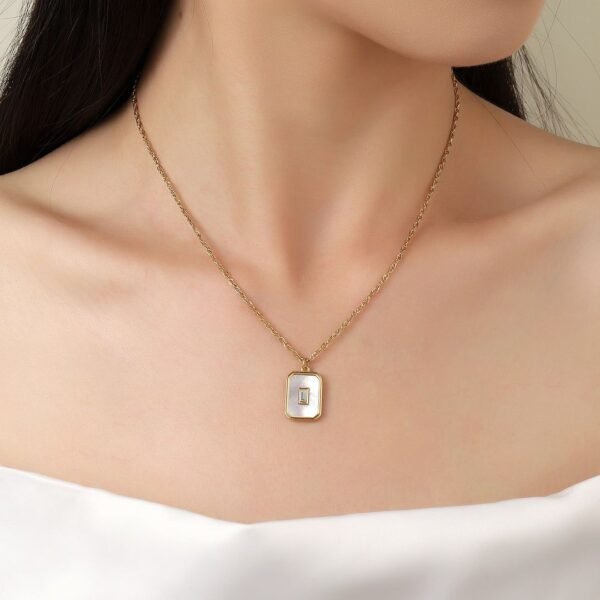 Vintage White Enamel Charm Necklace - Image 3
