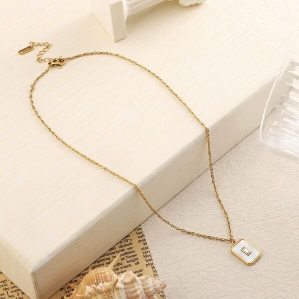 Vintage White Enamel Charm Necklace - Image 5