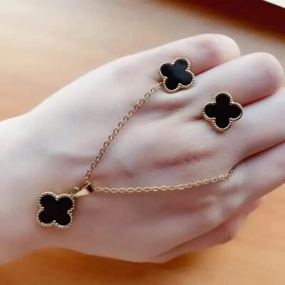 Black Clover Pendant & Stud Set