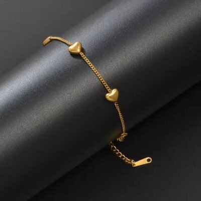 Golden Heart Link Bracelet