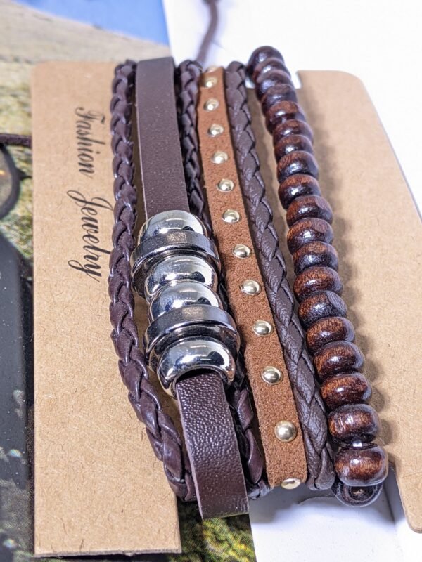 Rustic Charm Multi-Layer Leather Bracelet Set - Image 2