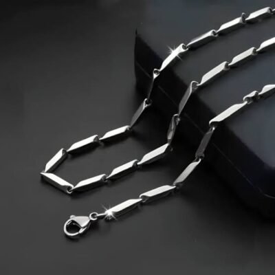 Silver Rice Bran Necklace Link Chain for Men and Women