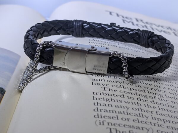 Black Braided Leather Chain Bracelet